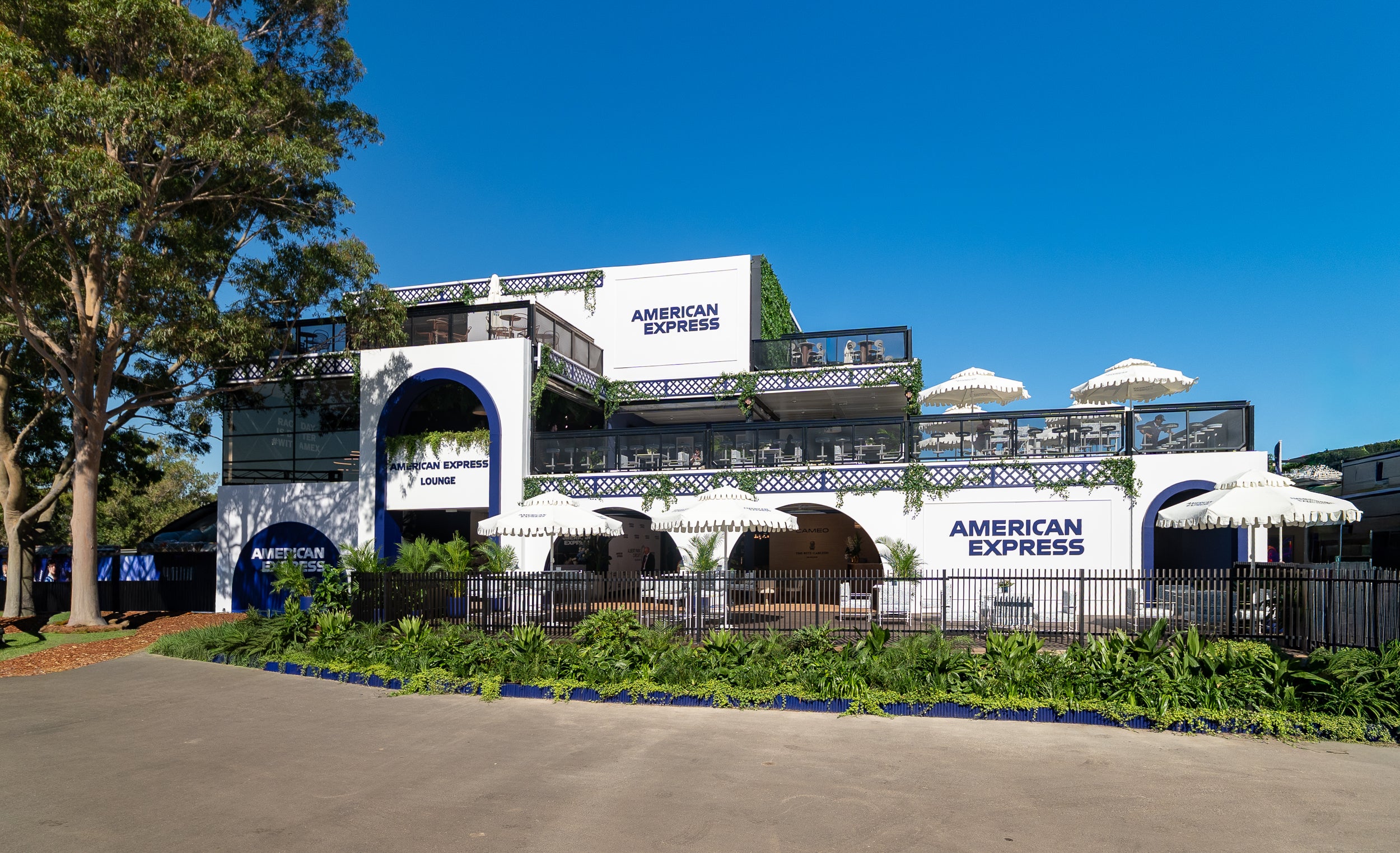 Marquee with 'American Express' branding at AU GP