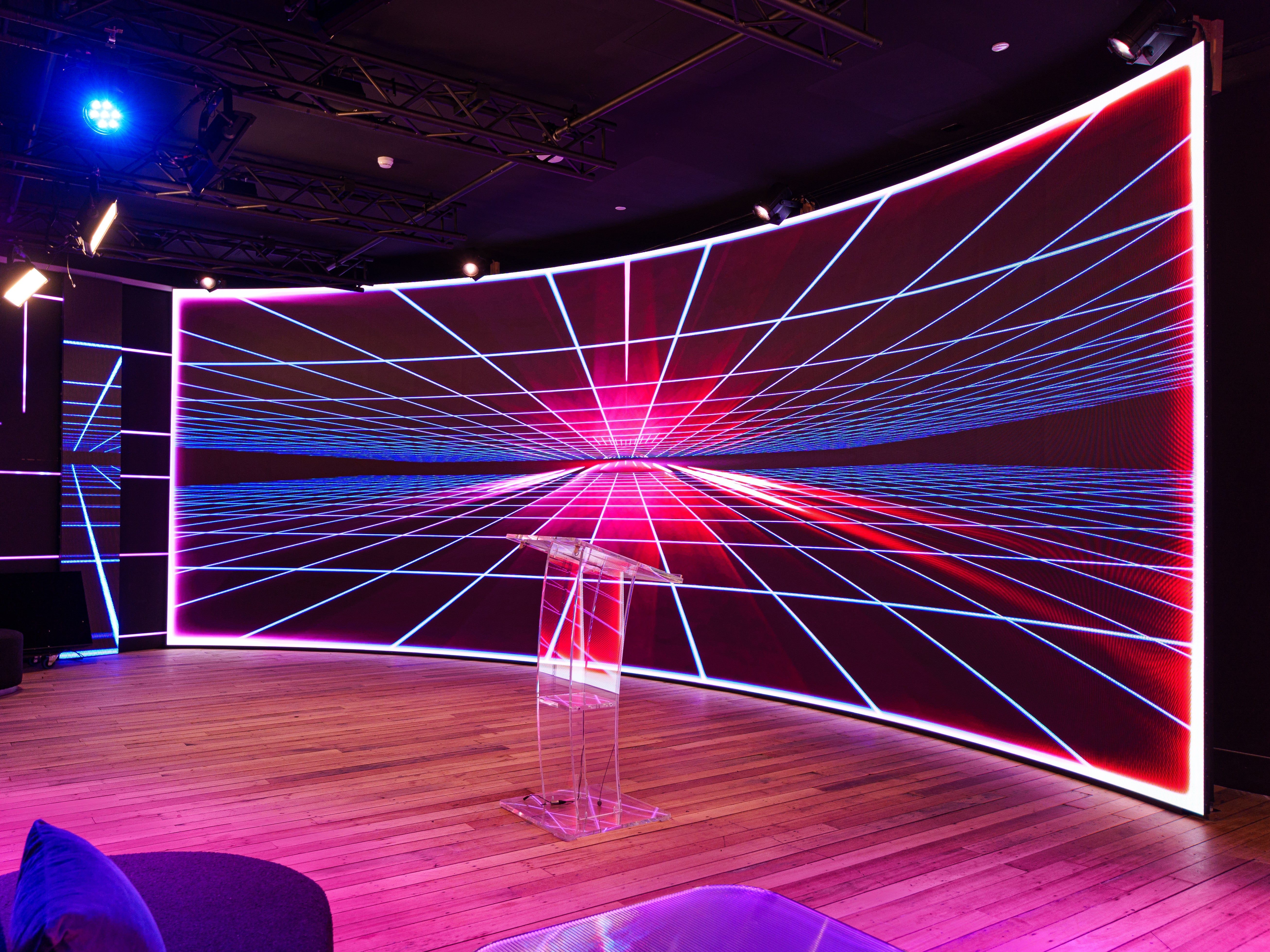Curved LED screen in our Productions Studio