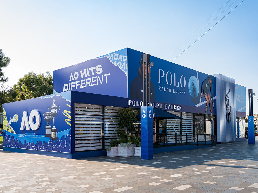 Polo Ralph Lauren store with branding on a clear day
