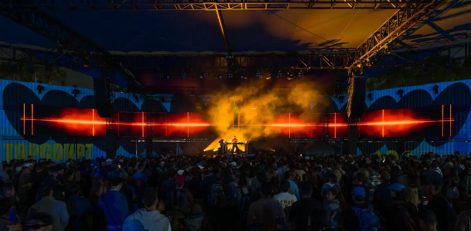 DJ performance at Australian Open with a large crowd