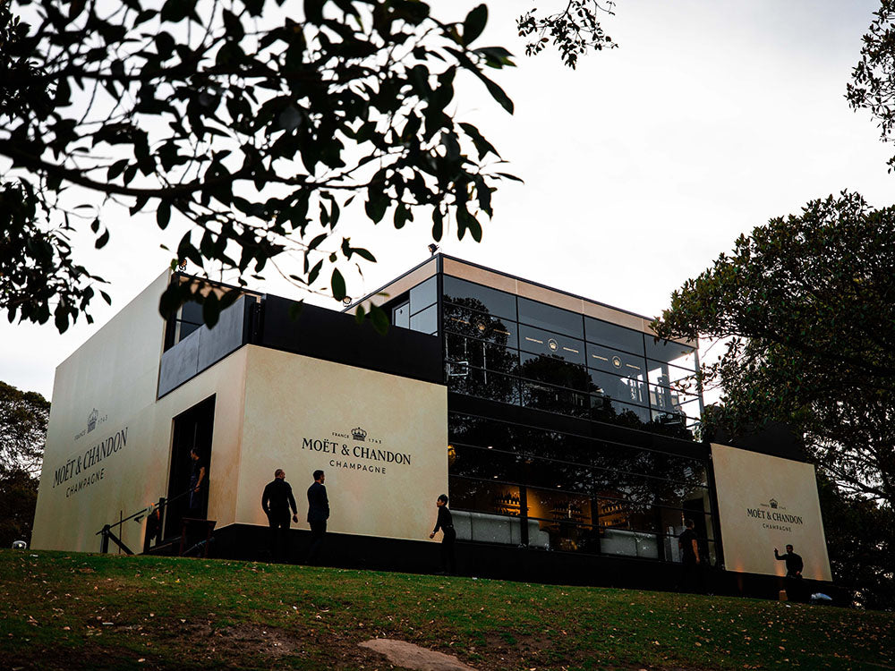 Marquee with Moet & Chandon branding in an outdoor setting