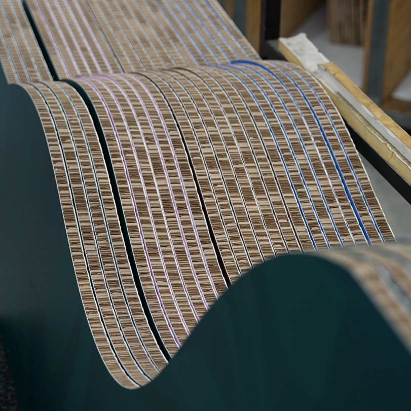 Close-up of a roll of cardboard sigange with a textured surface