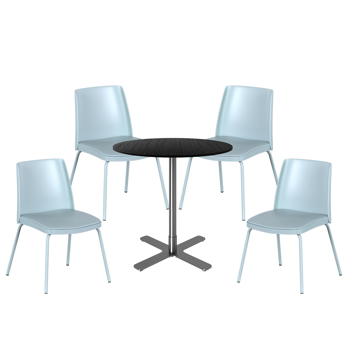 Stainless Plus Cafe Table Package - 4 Chairs