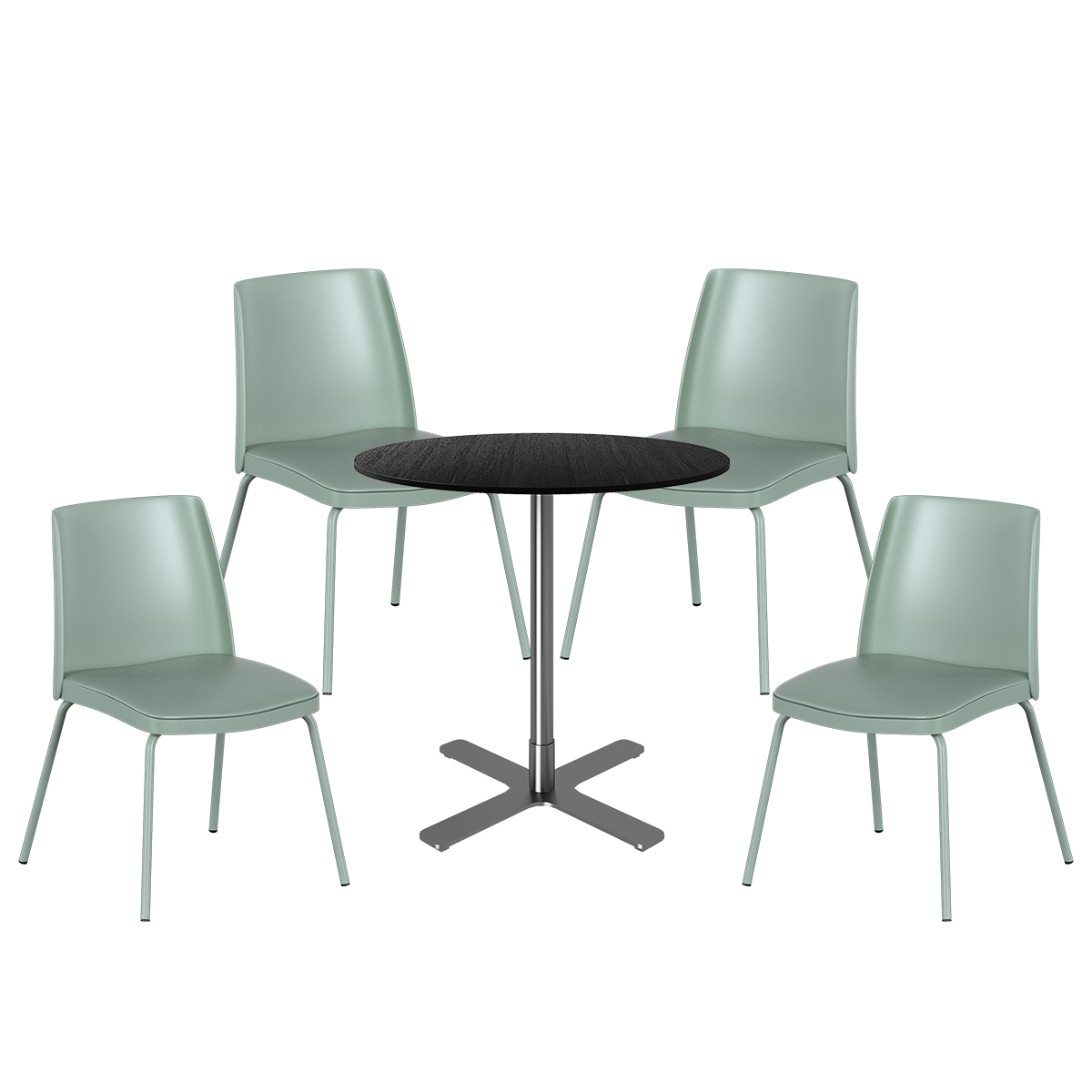 Stainless Plus Cafe Table Package - 4 Chairs