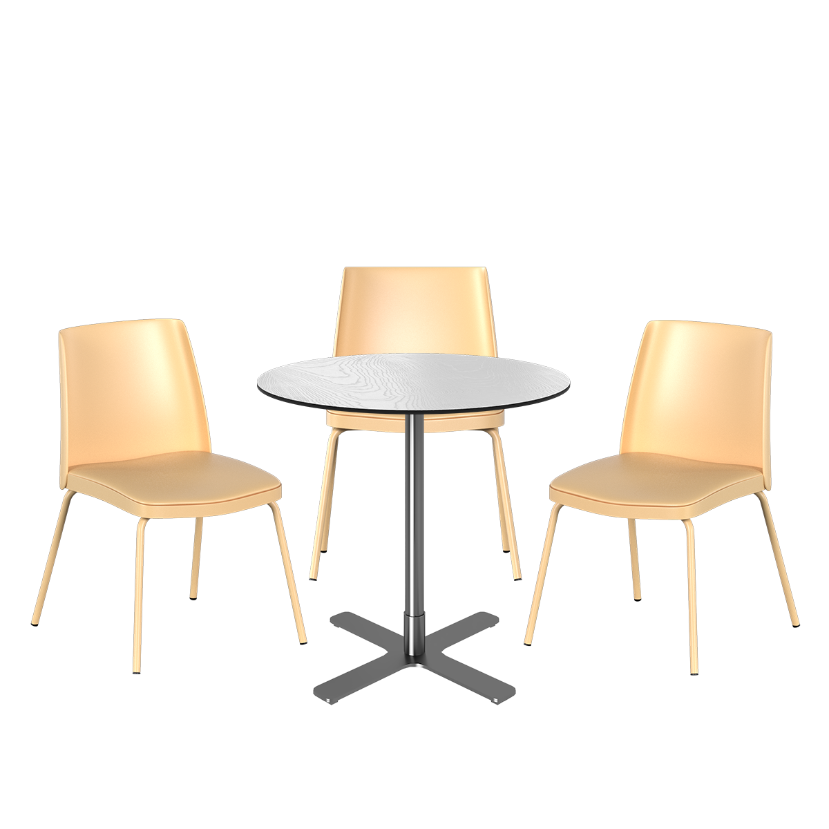 Stainless Plus Cafe Table Package - 3 Chairs