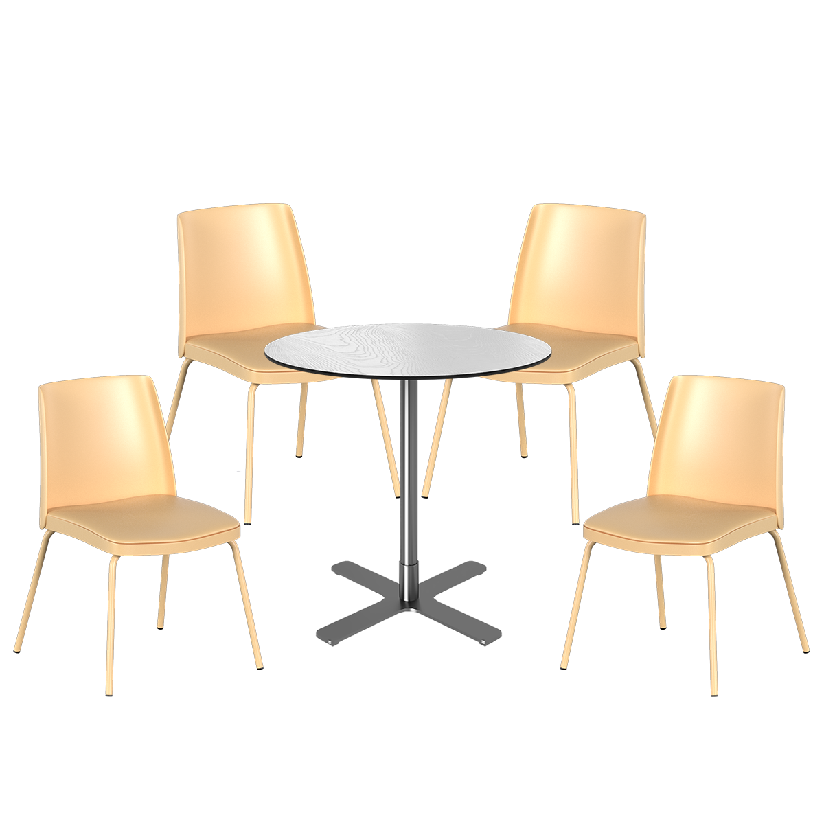 Stainless Plus Cafe Table Package - 4 Chairs