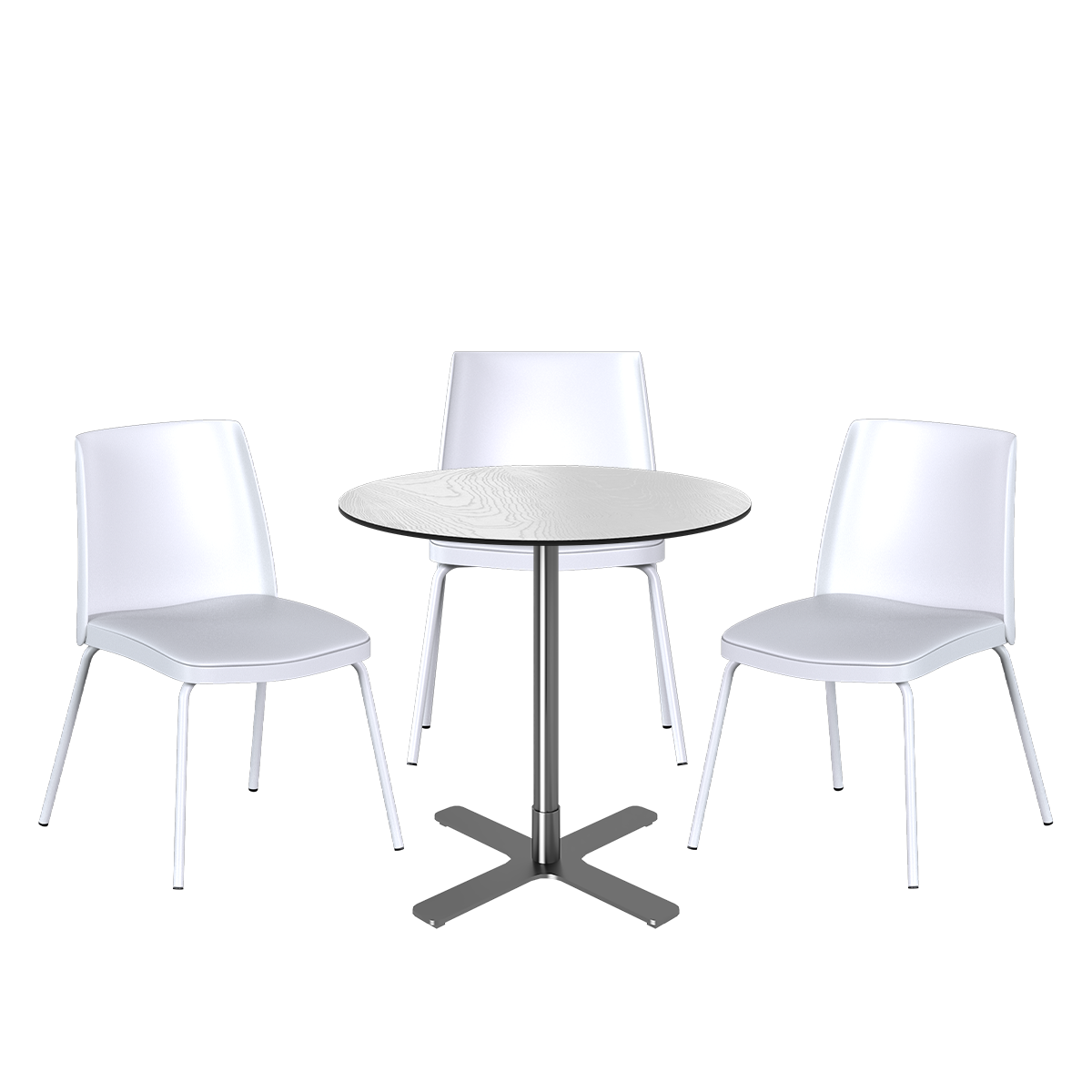 Stainless Plus Cafe Table Package - 3 Chairs
