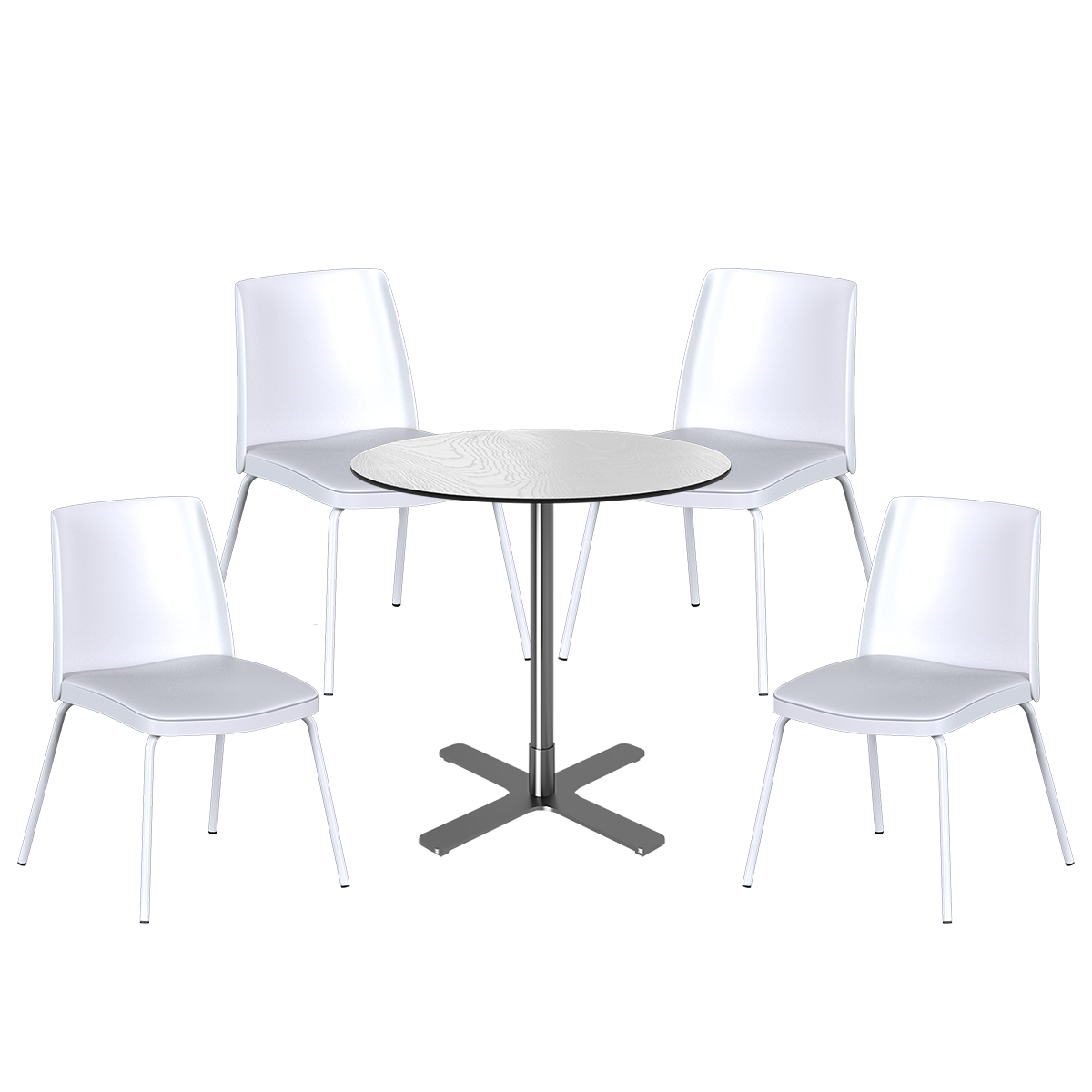 Stainless Plus Cafe Table Package - 4 Chairs